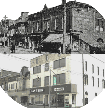 Mahoning and Findlay Sts.  View of South side of Mahoning St.  Businesses owned by Gilbloom, Swartz, Lanzedorfer, and Reubins